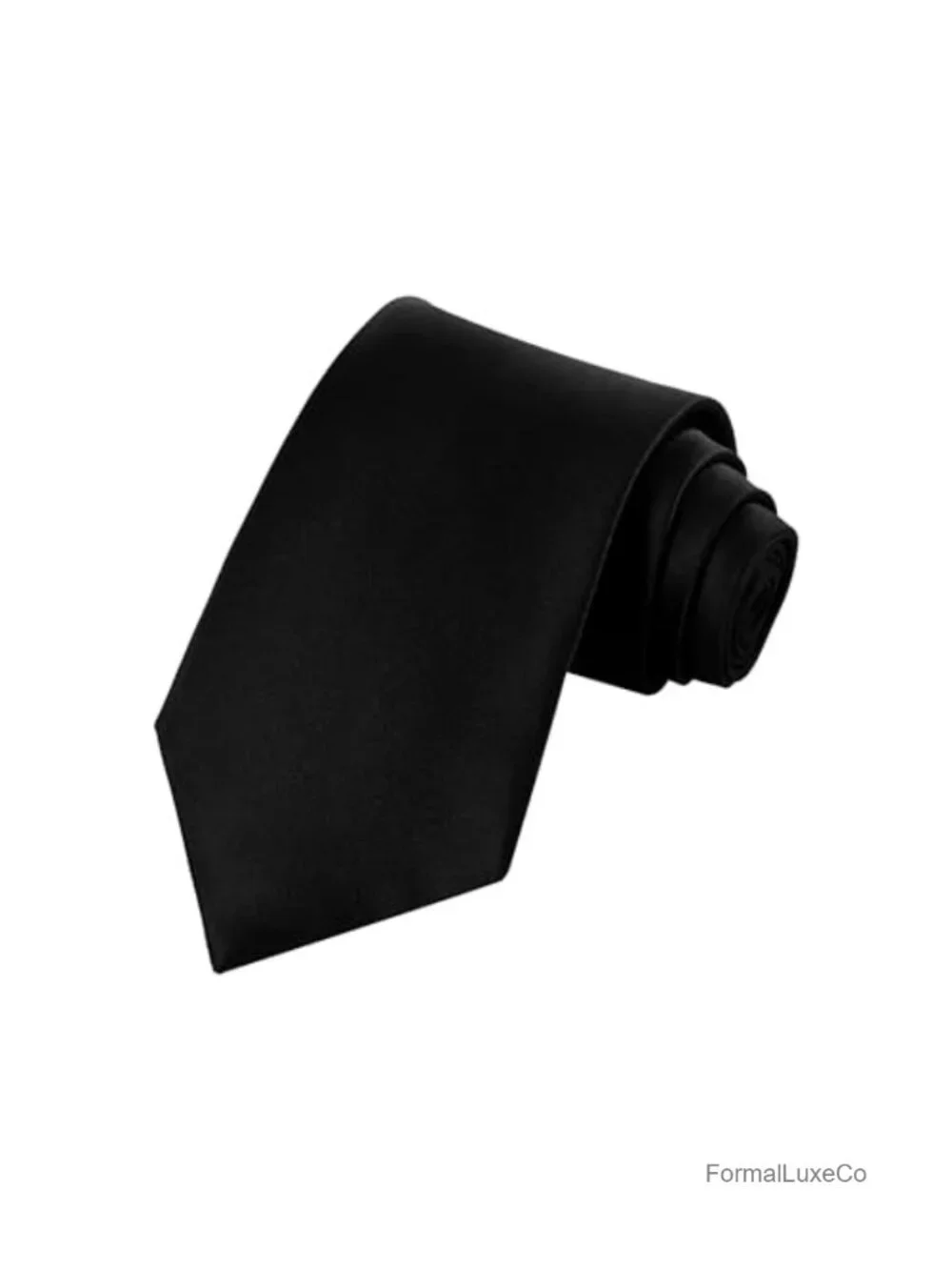 Black Satin Woven Necktie and Pocket Square Set Gift Box